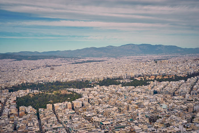 Strefi Hügel Athen Blick vom Lykabettus Hügel