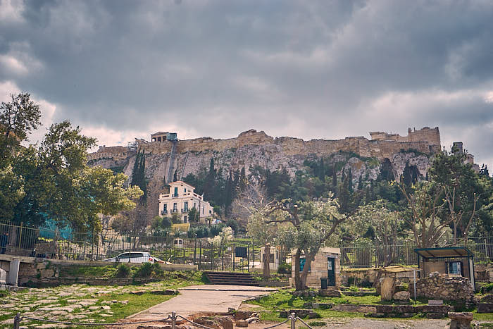 Agora Athen Blick auf die Akropolis