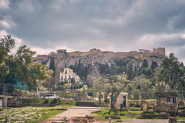 Agora Athen Blick Akropolis Hügel