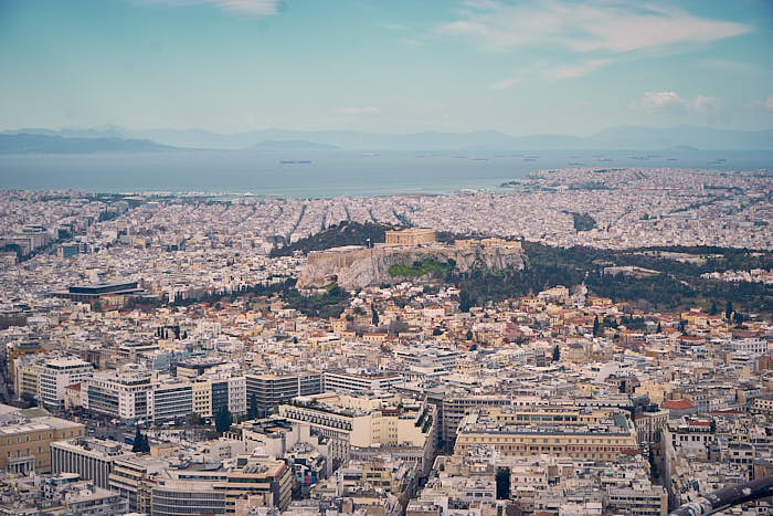 Lykabettus Athen Blick Akropolis
