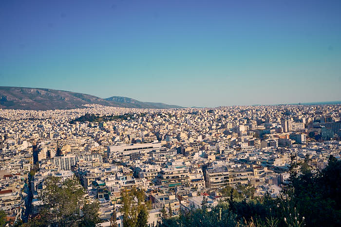 Philopapposhügel Blick Athen Stadt